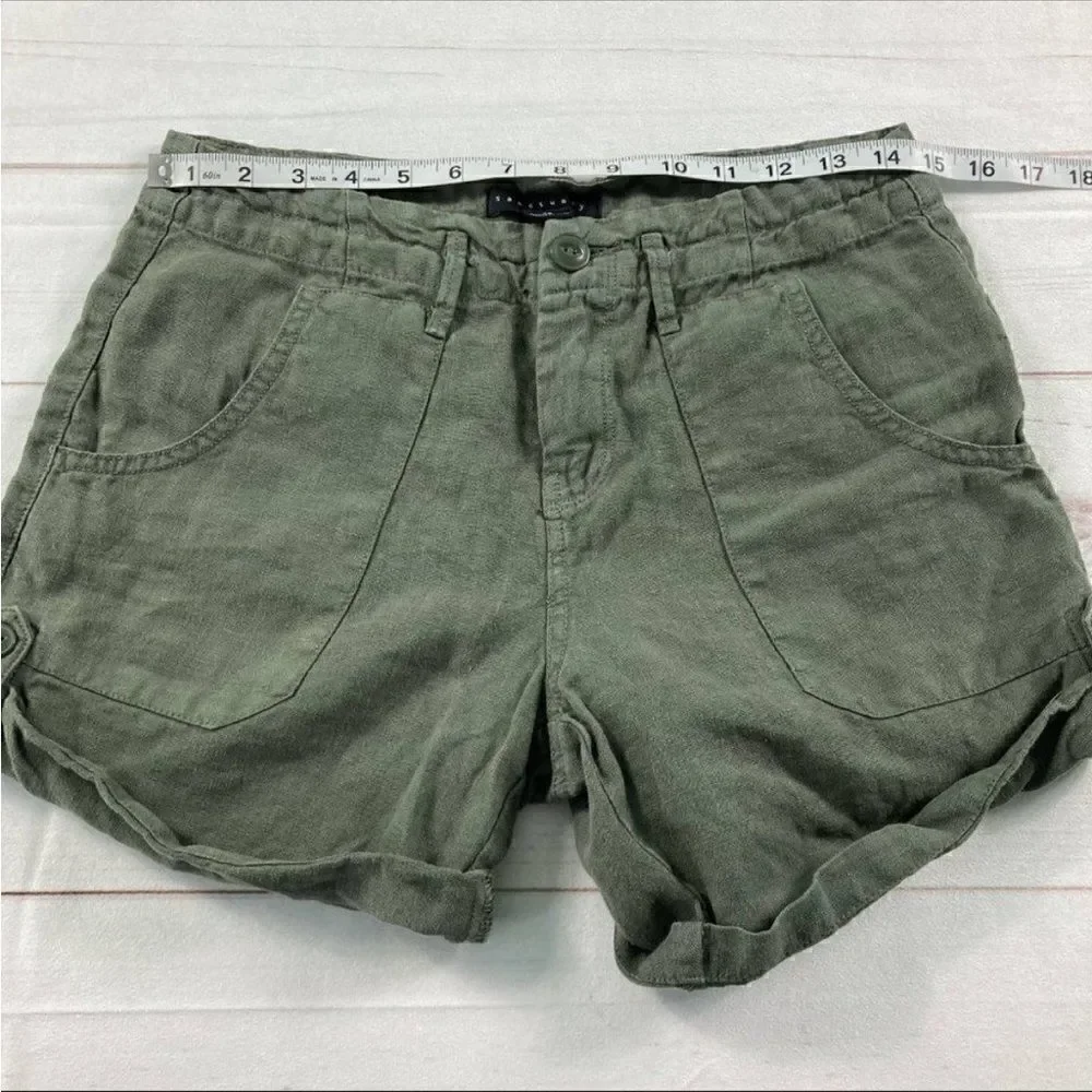 Sanctuary Womens Green High Waisted Rolled Hem Wanderer Cargo Shorts Size 25